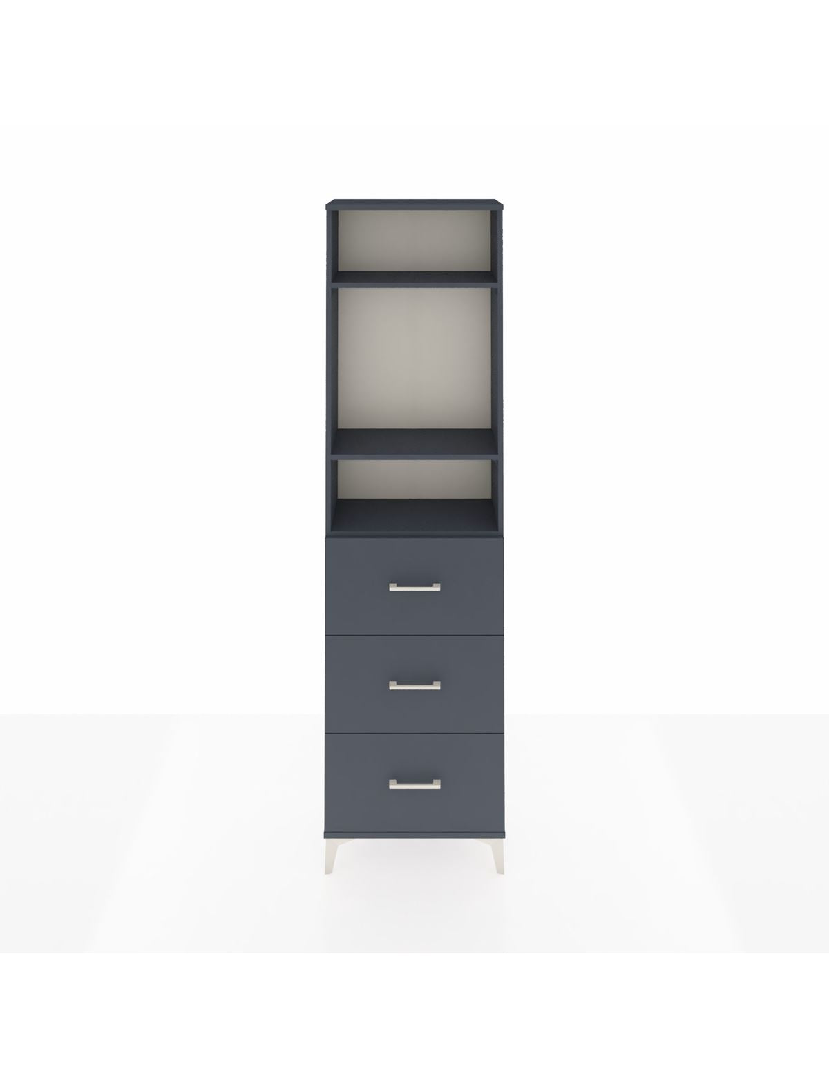 Arges Dolap 3 Raflı 3 Çekmeceli 60x30x221 Antrasit-Antrasit