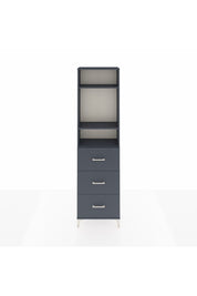 Arges Dolap 3 Raflı 3 Çekmeceli 60x30x221 Antrasit-Antrasit