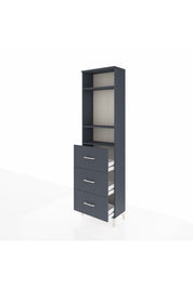 Arges Dolap 3 Raflı 3 Çekmeceli 60x30x221 Antrasit-Antrasit