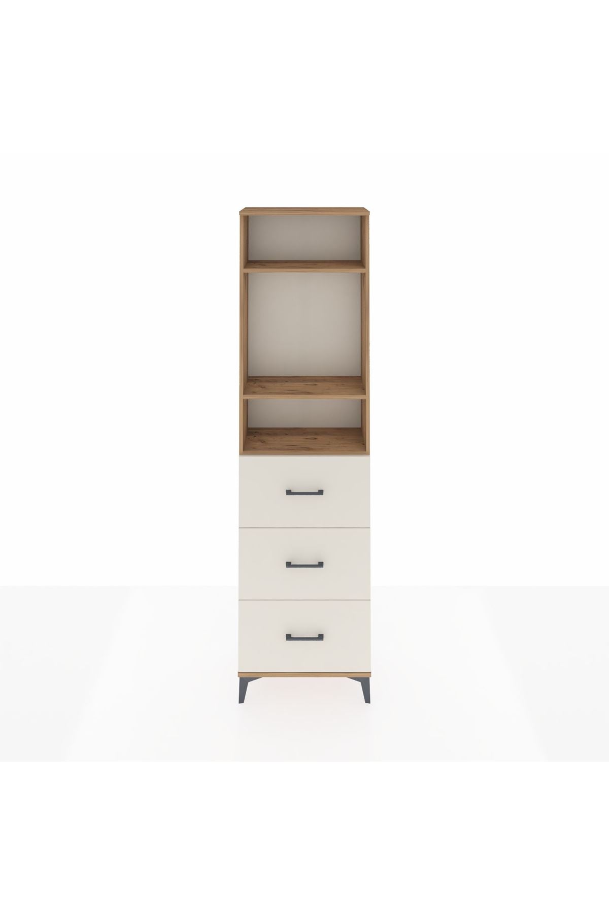 Arges Dolap 3 Raflı 3 Çekmeceli 60x30x221 Çam-Aytaşı