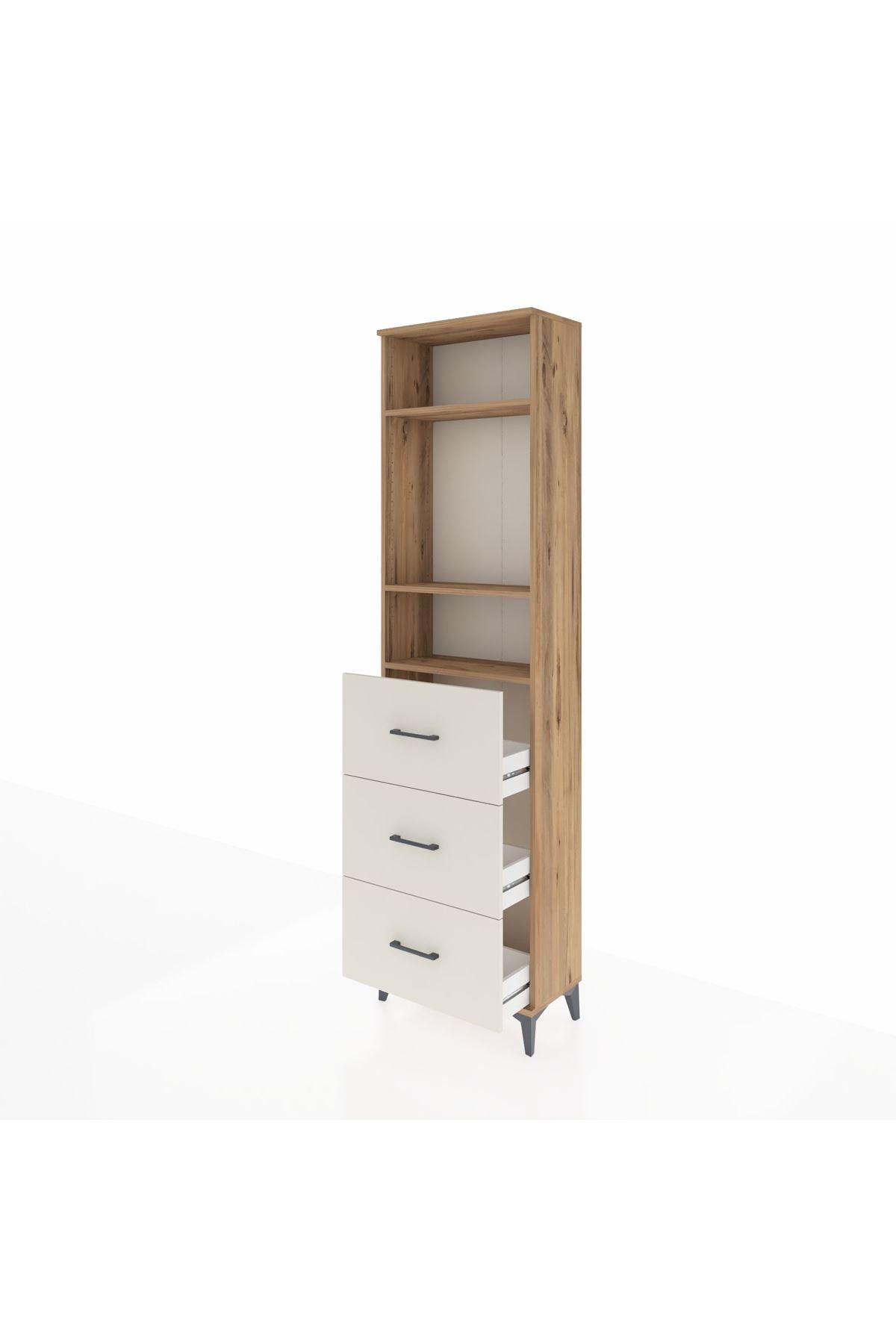 Arges Dolap 3 Raflı 3 Çekmeceli 60x30x221 Çam-Aytaşı