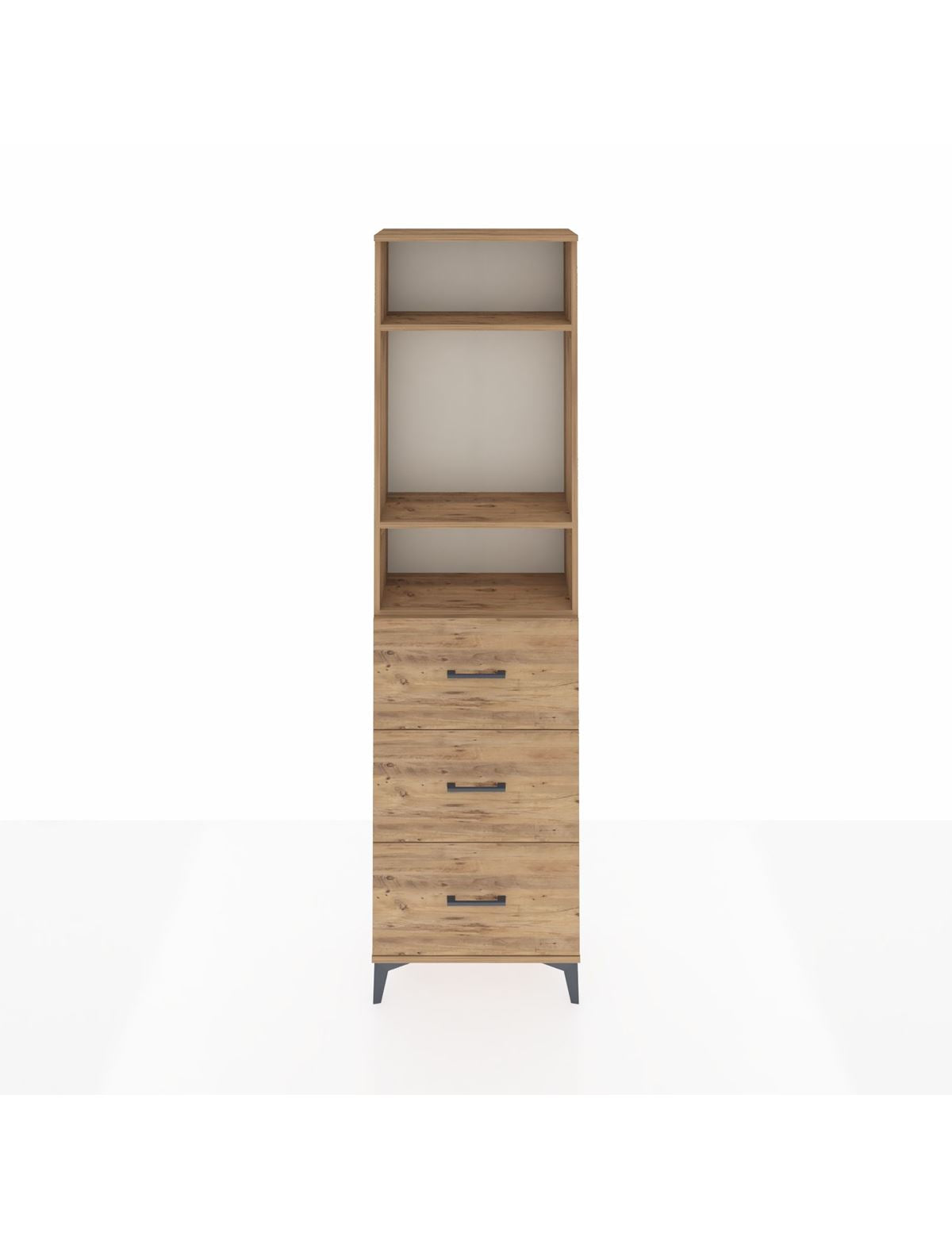 Arges Dolap 3 Raflı 3 Çekmeceli 60x30x221 Çam-Çam