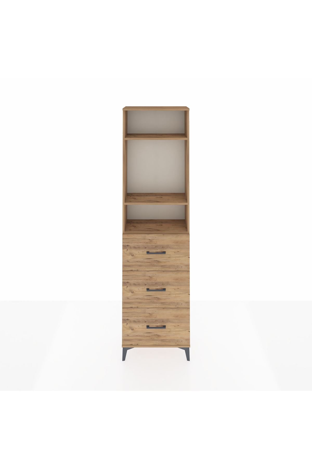 Arges Dolap 3 Raflı 3 Çekmeceli 60x30x221 Çam-Çam