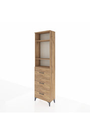 Arges Dolap 3 Raflı 3 Çekmeceli 60x30x221 Çam-Çam