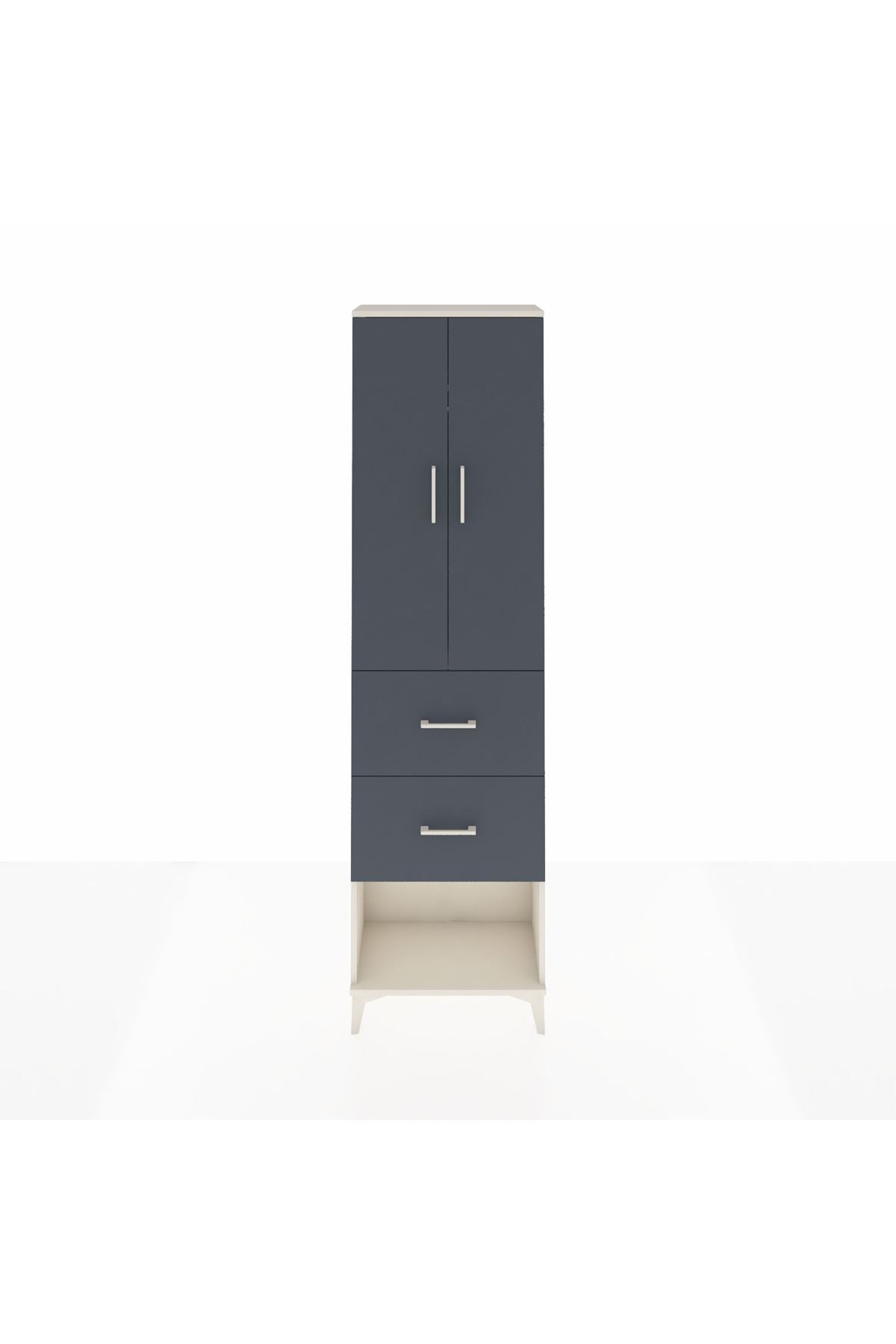 Arges Dolap 2 Raflı 2 Çekmeceli Tek Askılı 60x30x221 Aytaşı-Antrasit