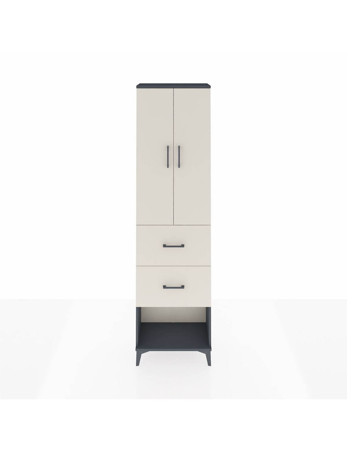 Arges Dolap 2 Raflı 2 Çekmeceli Tek Askılı 60x30x221 Antrasit-Aytaşı