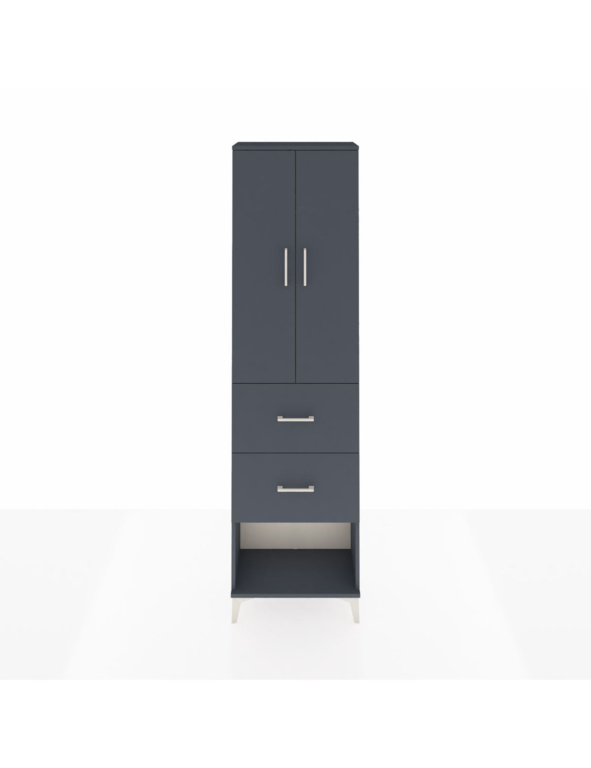 Arges Dolap 2 Raflı 2 Çekmeceli Tek Askılı 60x30x221 Antrasit-Antrasit