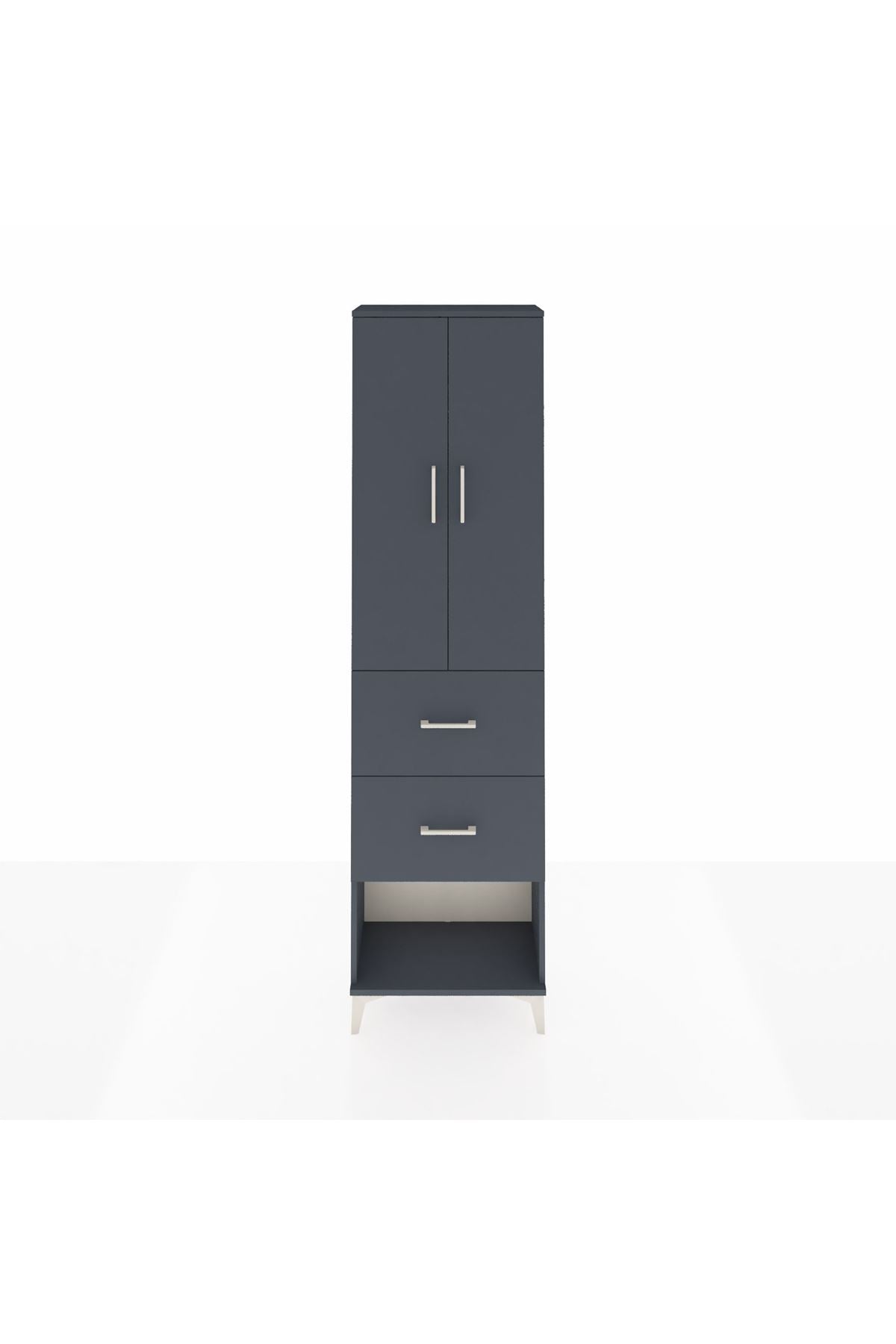 Arges Dolap 2 Raflı 2 Çekmeceli Tek Askılı 60x30x221 Antrasit-Antrasit