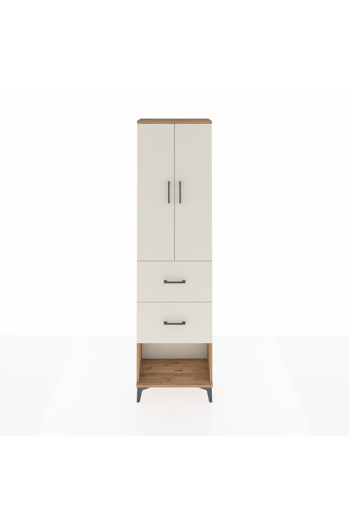 Arges Dolap 2 Raflı 2 Çekmeceli Tek Askılı 60x30x221 Çam-Aytaşı