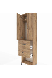 Arges Dolap 2 Raflı 2 Çekmeceli Tek Askılı 60x30x221 Çam-Çam