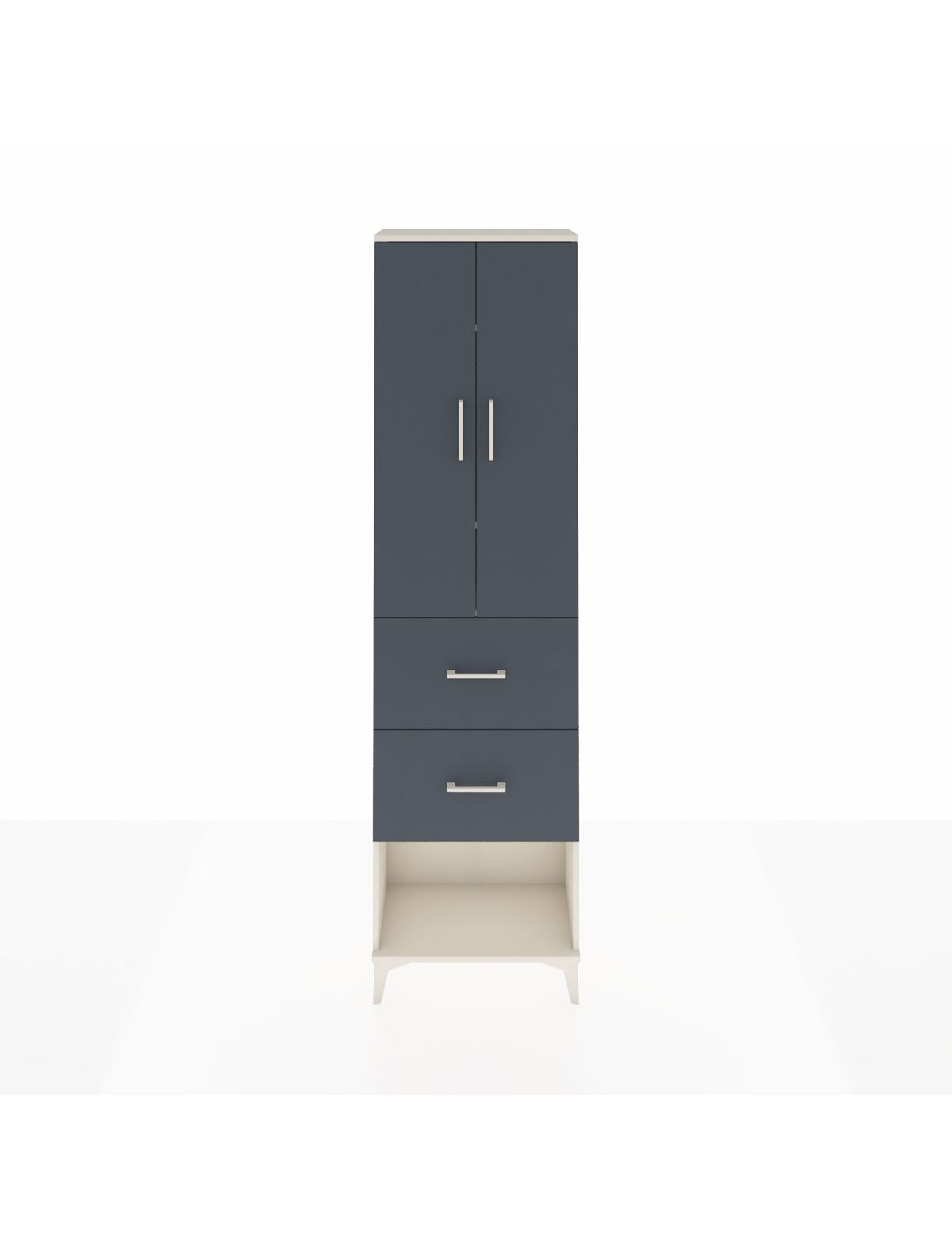 Arges Dolap 3 Raflı 2 Çekmeceli 2 Kapaklı 60x30x221 Aytaşı-Antrasit