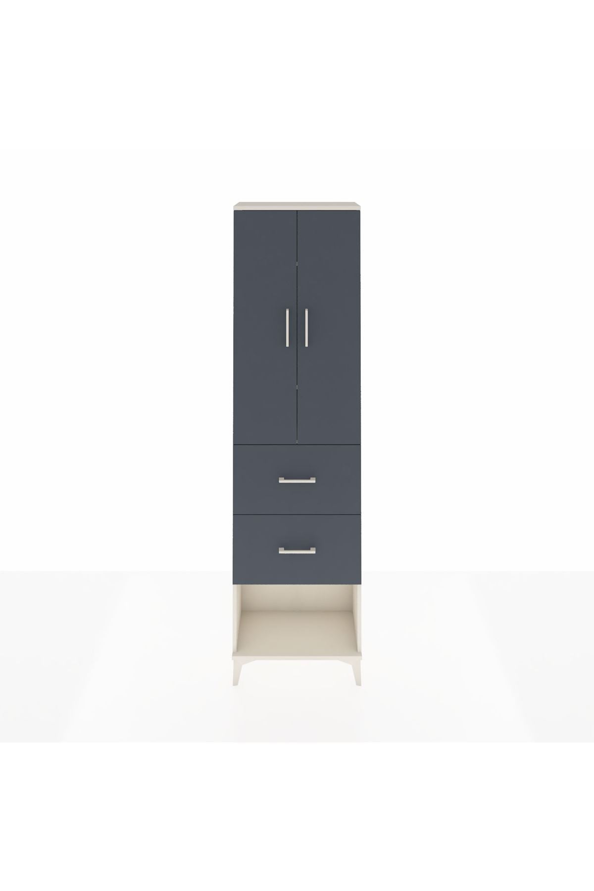 Arges Dolap 3 Raflı 2 Çekmeceli 2 Kapaklı 60x30x221 Aytaşı-Antrasit