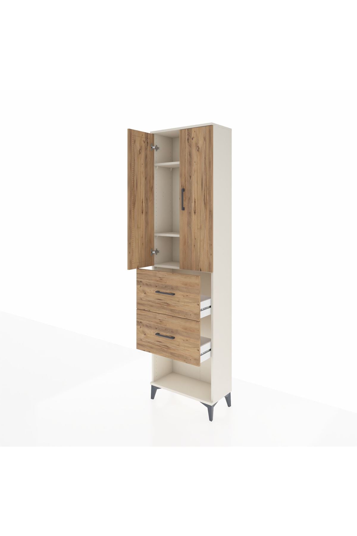 Arges Dolap 3 Raflı 2 Çekmeceli 2 Kapaklı 60x30x221 Aytaşı-Çam