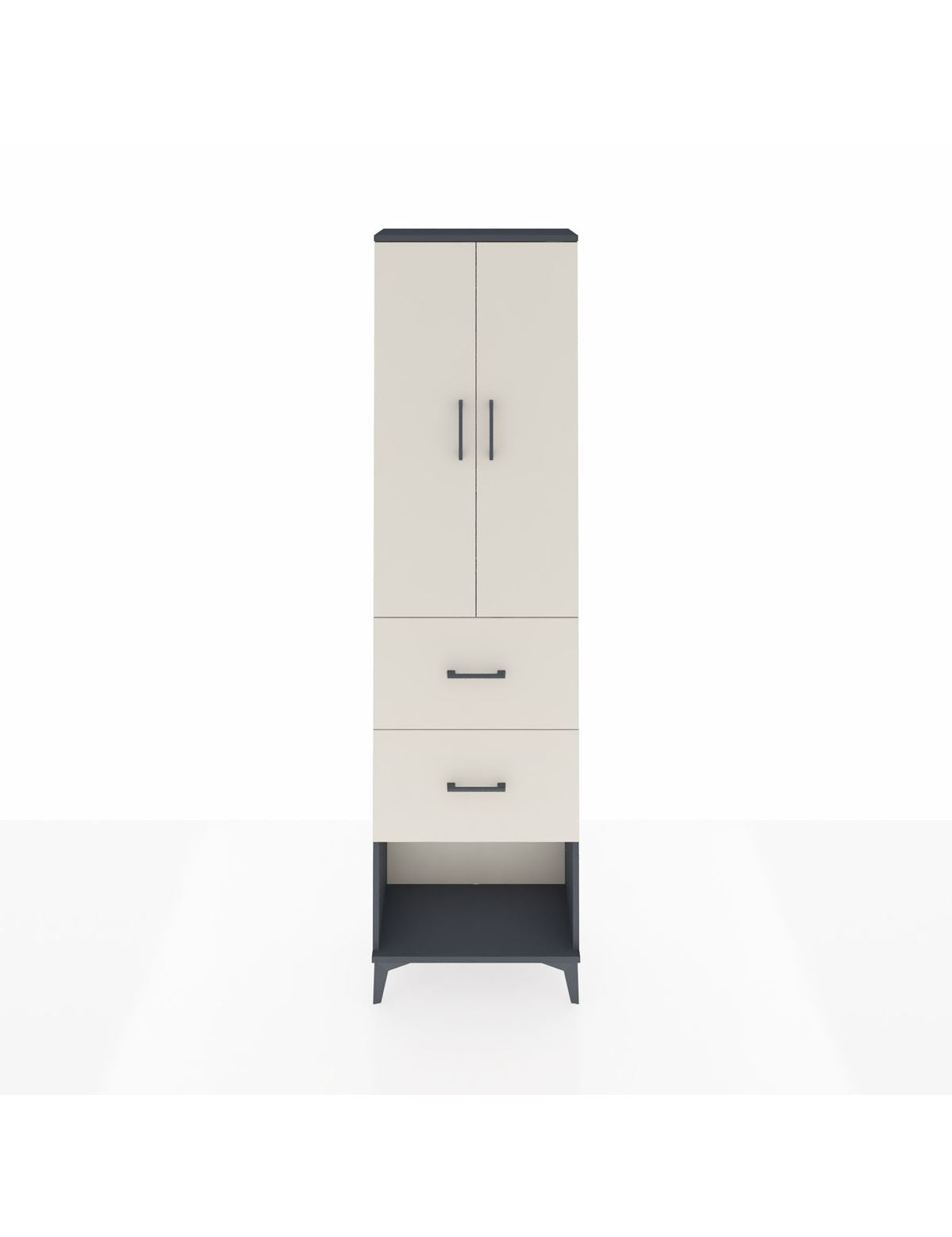 Arges Dolap 3 Raflı 2 Çekmeceli 2 Kapaklı 60x30x221 Antrasit-Aytaşı