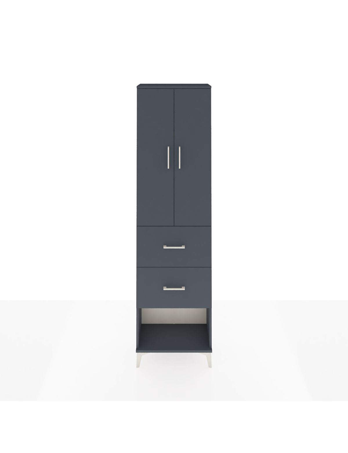 Arges Dolap 3 Raflı 2 Çekmeceli 2 Kapaklı 60x30x221 Antrasit-Antrasit