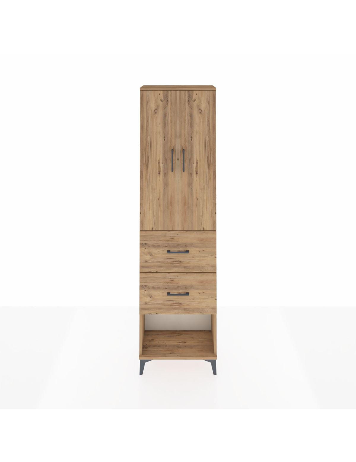 Arges Dolap 3 Raflı 2 Çekmeceli 2 Kapaklı 60x30x221 Çam-Çam