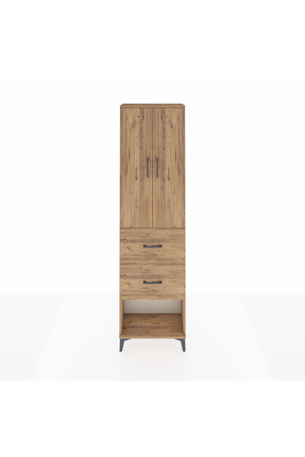 Arges Dolap 3 Raflı 2 Çekmeceli 2 Kapaklı 60x30x221 Çam-Çam