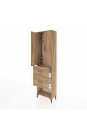 Arges Dolap 3 Raflı 2 Çekmeceli 2 Kapaklı 60x30x221 Çam-Çam