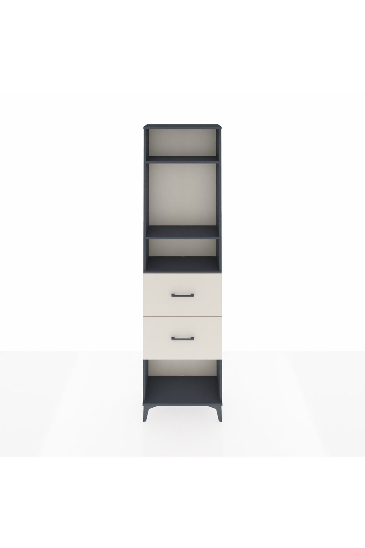 Arges Dolap 3 Raflı 2 Çekmeceli 60x30x221 Antrasit-Aytaşı