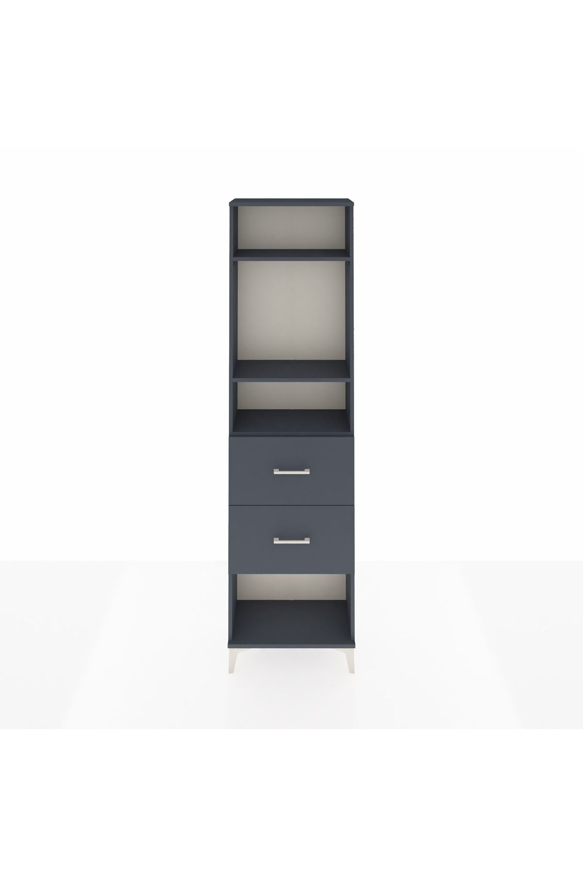 Arges Dolap 3 Raflı 2 Çekmeceli 60x30x221 Antrasit-Antrasit