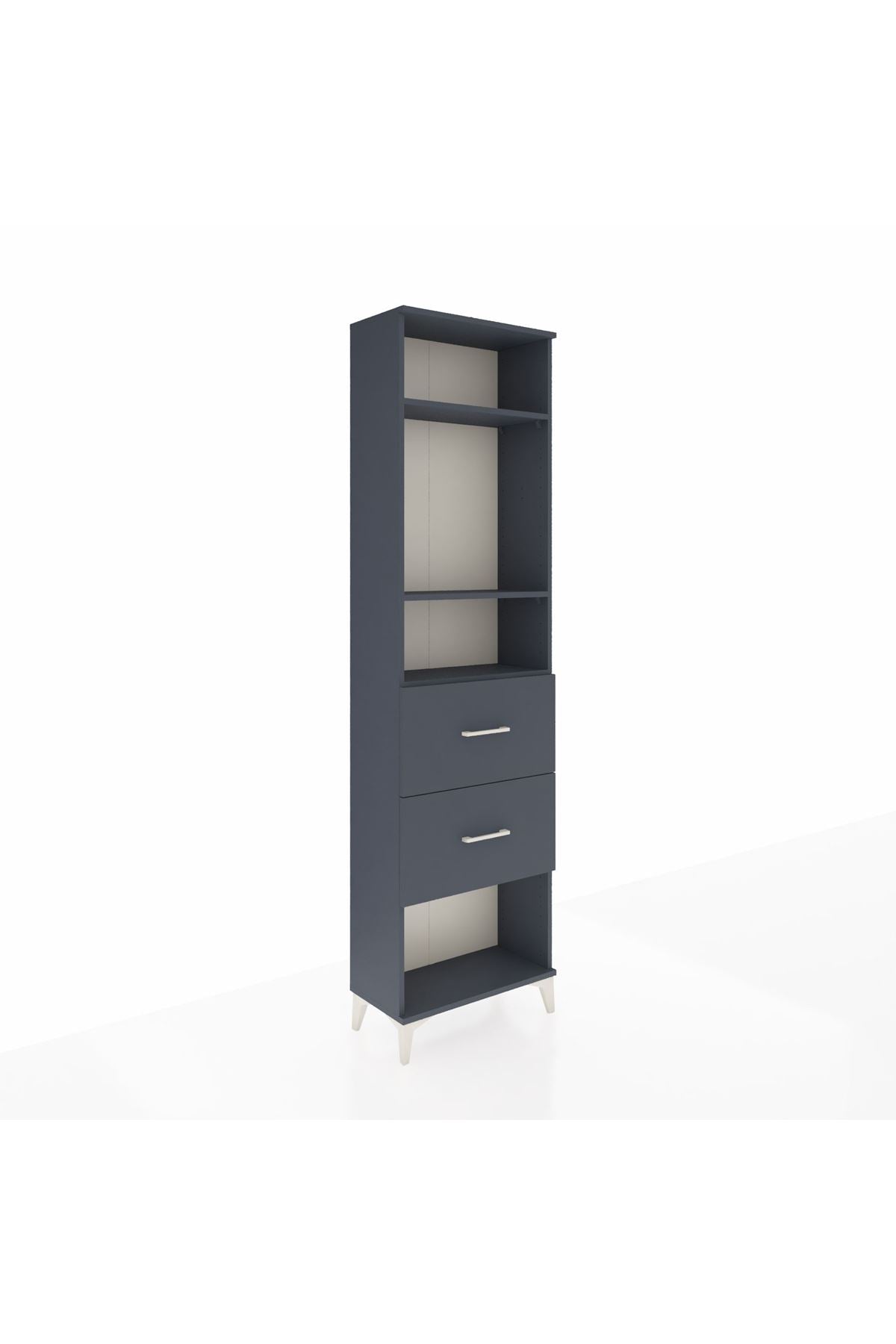 Arges Dolap 3 Raflı 2 Çekmeceli 60x30x221 Antrasit-Antrasit