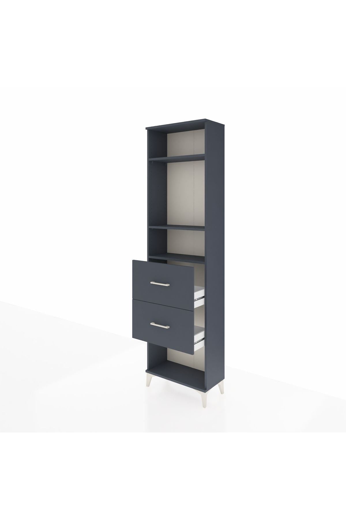 Arges Dolap 3 Raflı 2 Çekmeceli 60x30x221 Antrasit-Antrasit