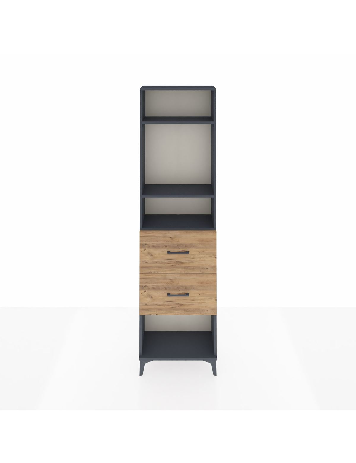 Arges Dolap 3 Raflı 2 Çekmeceli 60x30x221 Antrasit-Çam