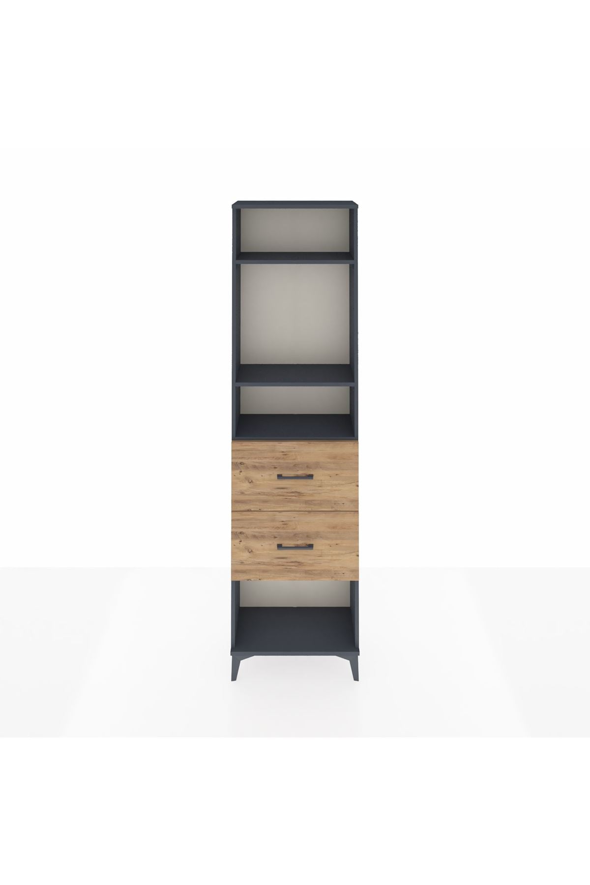 Arges Dolap 3 Raflı 2 Çekmeceli 60x30x221 Antrasit-Çam