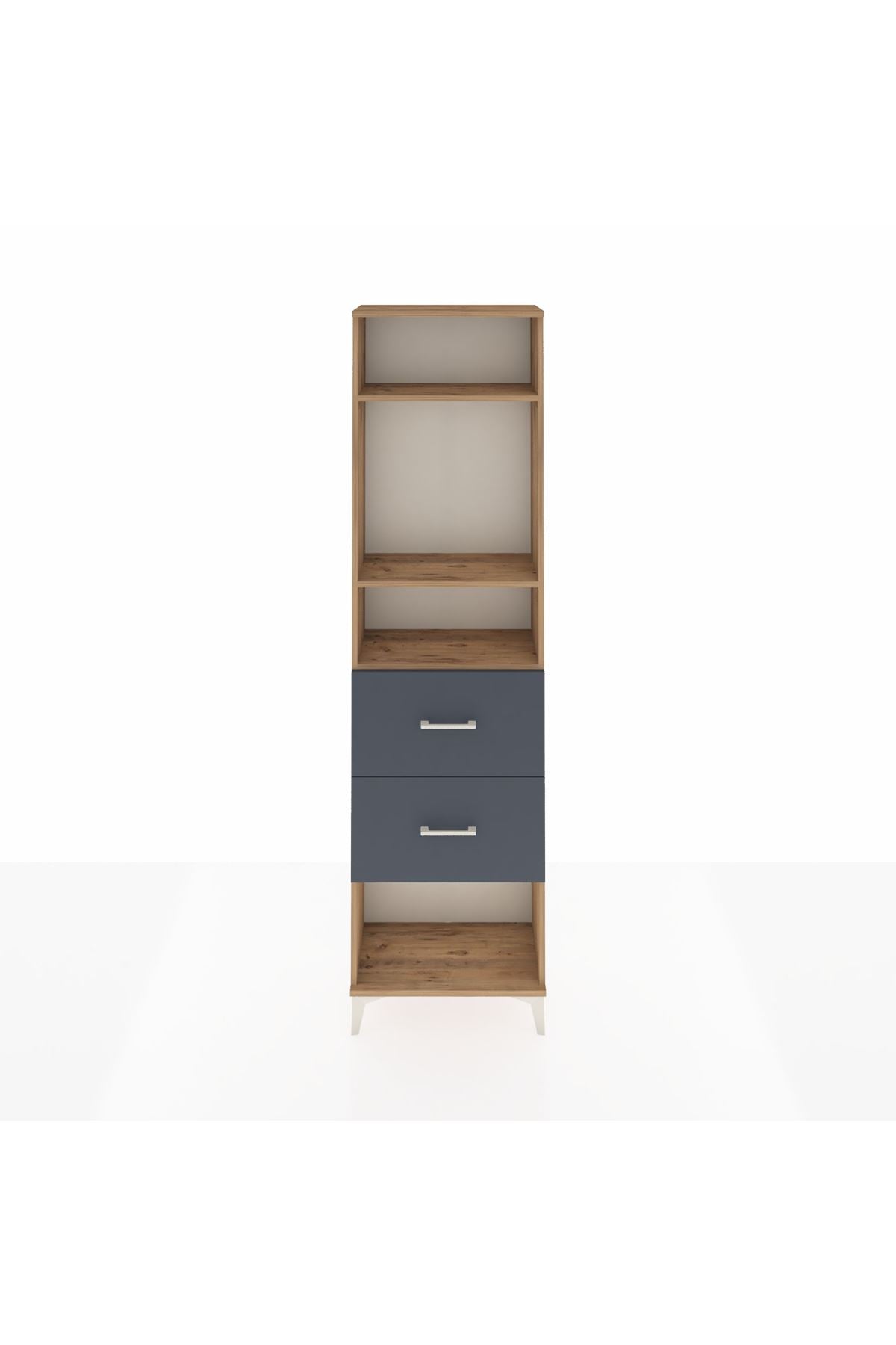 Arges Dolap 3 Raflı 2 Çekmeceli 60x30x221 Çam-Antrasit