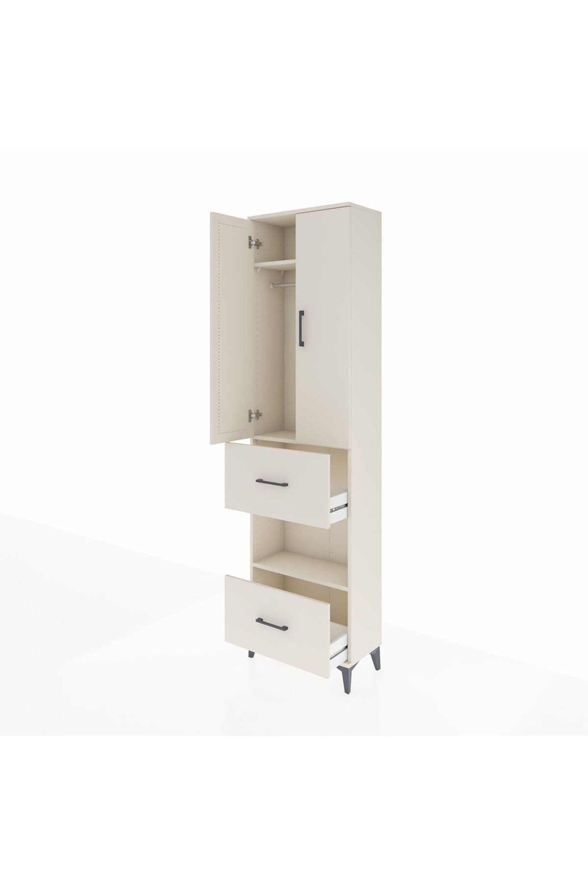 Arges Dolap 3 Raflı 2 Çekmeceli Tek Askılı 60x30x221 Aytaşı-Aytaşı