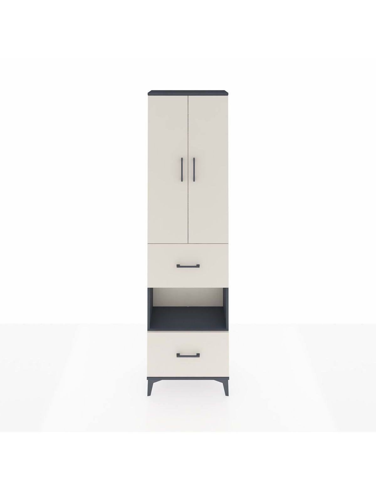 Arges Dolap 3 Raflı 2 Çekmeceli Tek Askılı 60x30x221 Antrasit-Aytaşı