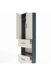 Arges Dolap 3 Raflı 2 Çekmeceli Tek Askılı 60x30x221 Antrasit-Aytaşı