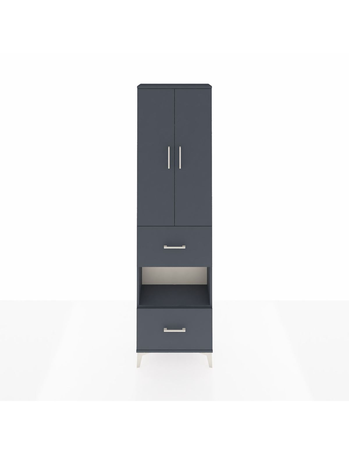 Arges Dolap 3 Raflı 2 Çekmeceli Tek Askılı 60x30x221 Antrasit-Antrasit