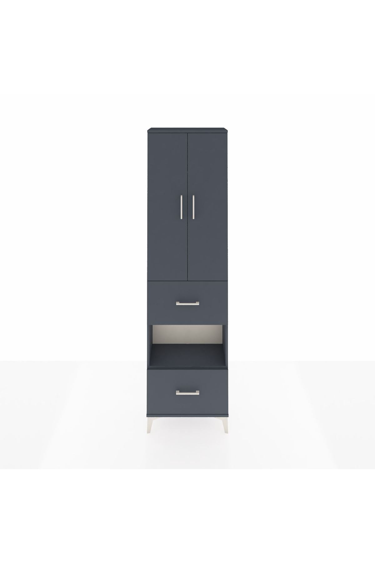 Arges Dolap 3 Raflı 2 Çekmeceli Tek Askılı 60x30x221 Antrasit-Antrasit