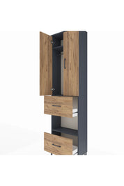 Arges Dolap 3 Raflı 2 Çekmeceli Tek Askılı 60x30x221 Antrasit-Çam