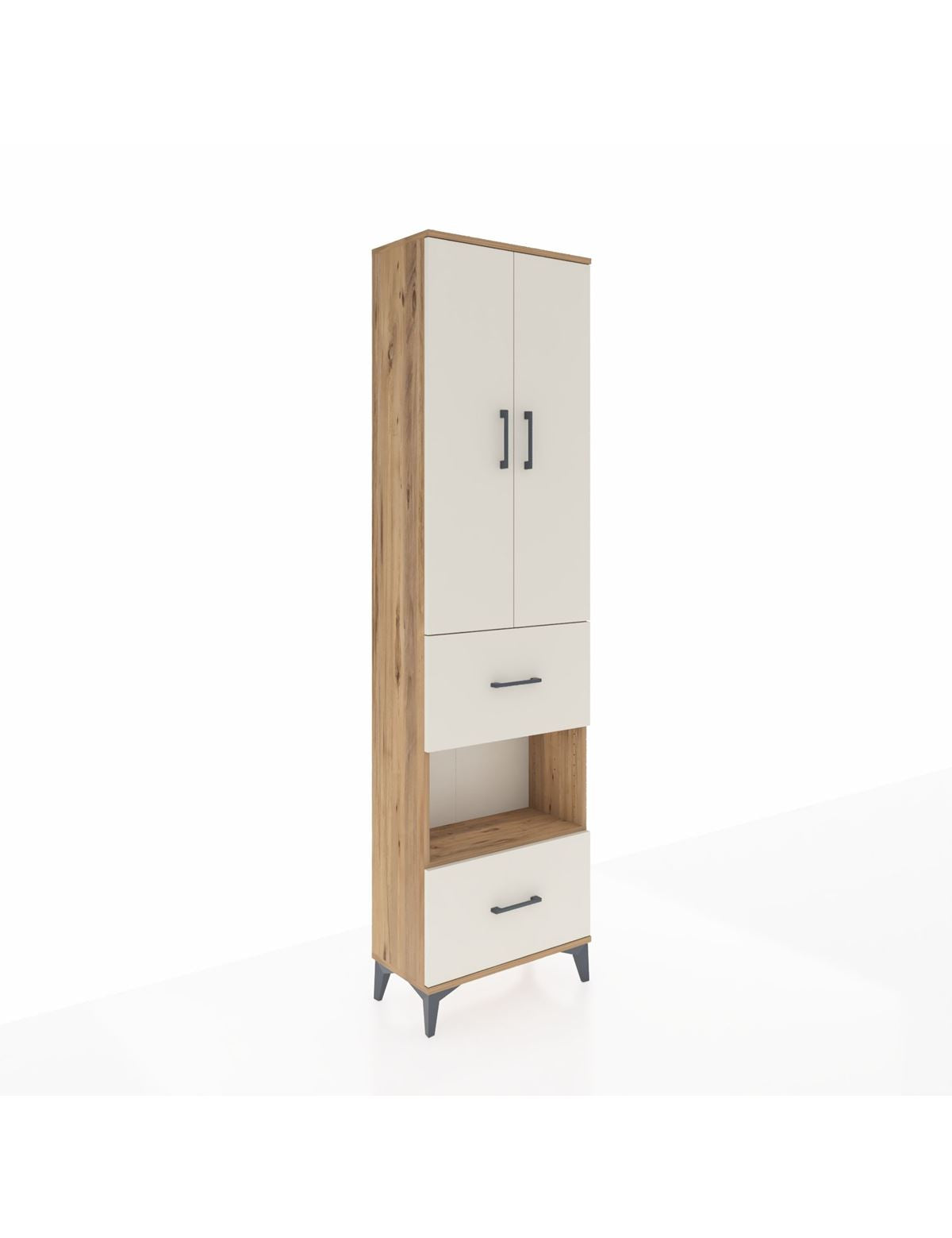 Arges Dolap 3 Raflı 2 Çekmeceli Tek Askılı 60x30x221 Çam-Aytaşı