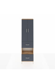 Arges Dolap 3 Raflı 2 Çekmeceli Tek Askılı 60x30x221 Çam-Antrasit