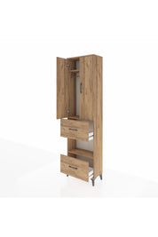 Arges Dolap 3 Raflı 2 Çekmeceli Tek Askılı 60x30x221 Çam-Çam