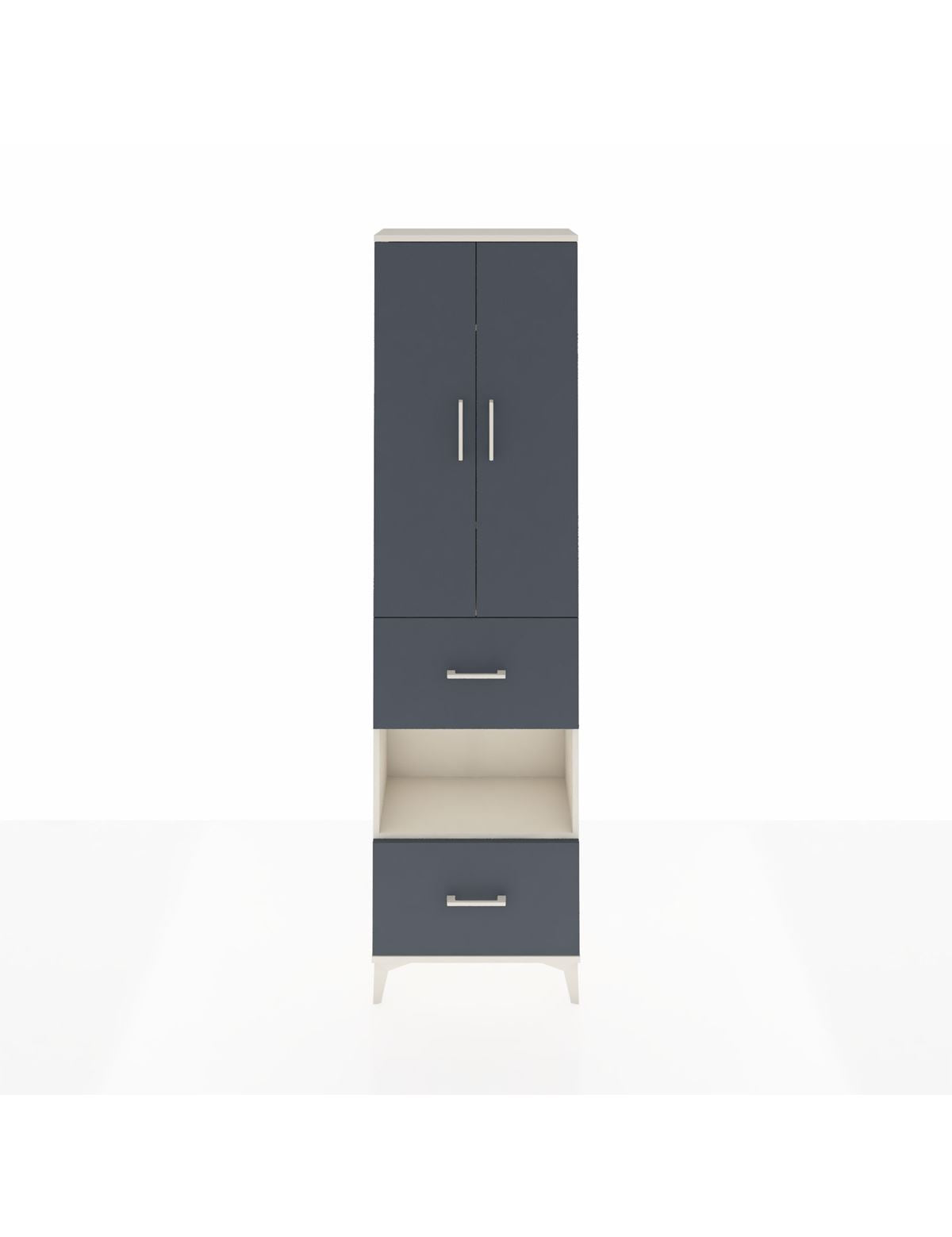 Arges Dolap 4 Raflı 2 Çekmeceli 2 Kapaklı 60x30x221 Aytaşı-Antrasit