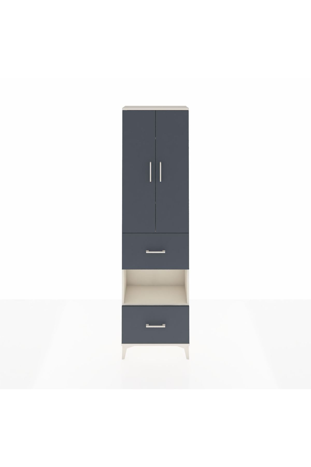 Arges Dolap 4 Raflı 2 Çekmeceli 2 Kapaklı 60x30x221 Aytaşı-Antrasit