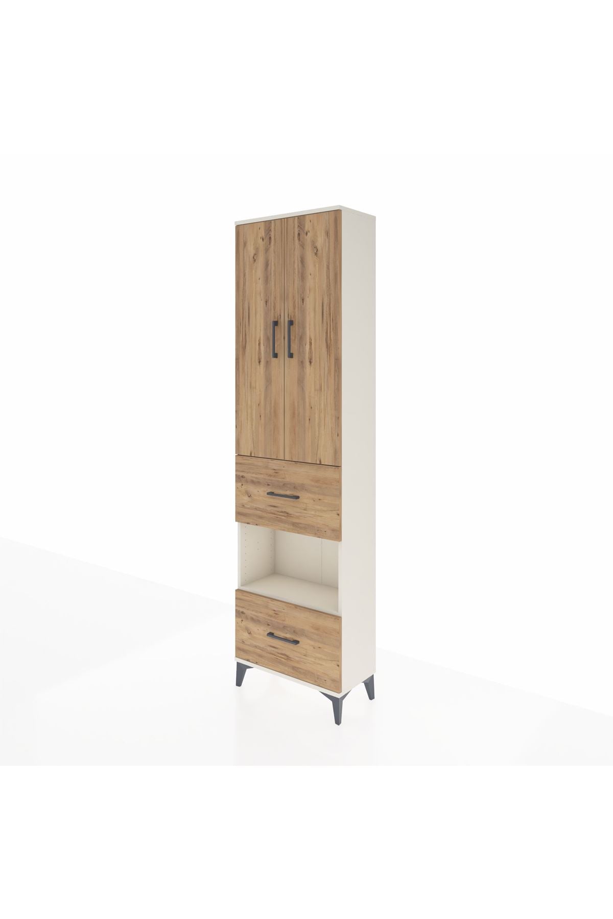 Arges Dolap 4 Raflı 2 Çekmeceli 2 Kapaklı 60x30x221 Aytaşı-Çam