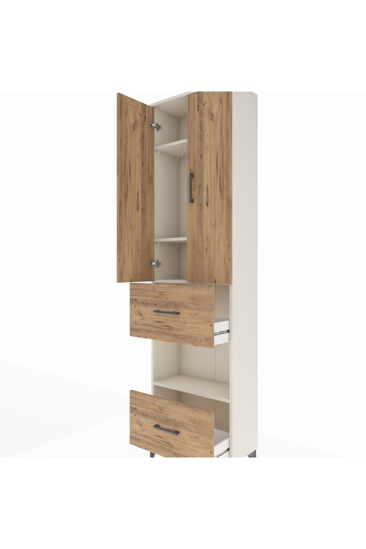 Arges Dolap 4 Raflı 2 Çekmeceli 2 Kapaklı 60x30x221 Aytaşı-Çam