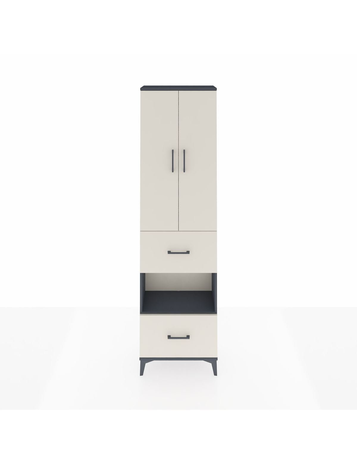 Arges Dolap 4 Raflı 2 Çekmeceli 2 Kapaklı 60x30x221 Antrasit-Aytaşı