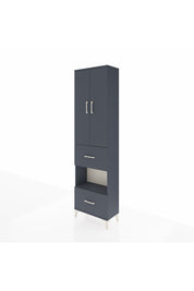 Arges Dolap 4 Raflı 2 Çekmeceli 2 Kapaklı 60x30x221 Antrasit-Antrasit