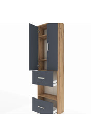 Arges Dolap 4 Raflı 2 Çekmeceli 2 Kapaklı 60x30x221 Çam-Antrasit