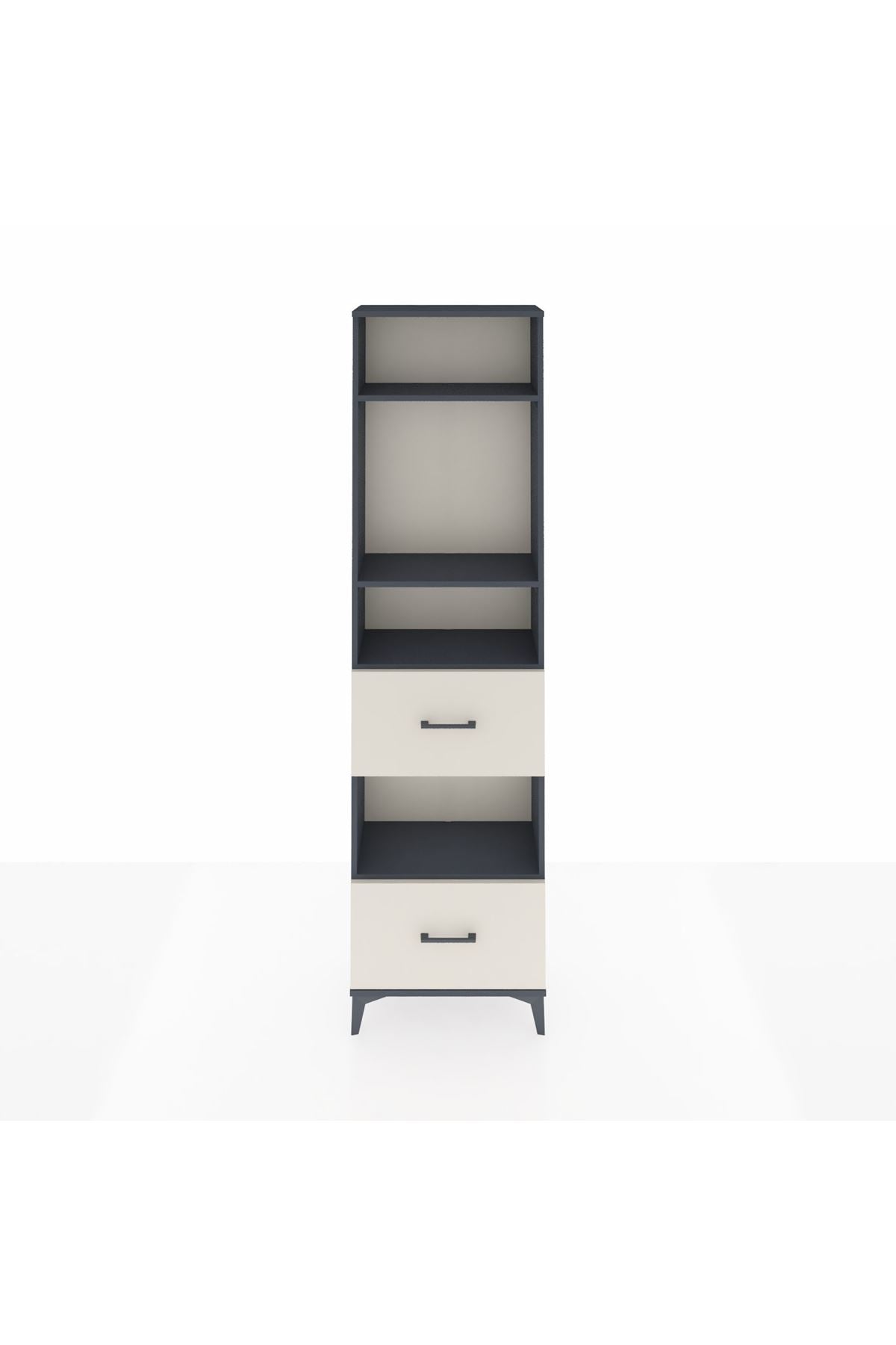 Arges Dolap 4 Raflı 2 Çekmeceli 60x30x221 Antrasit-Aytaşı