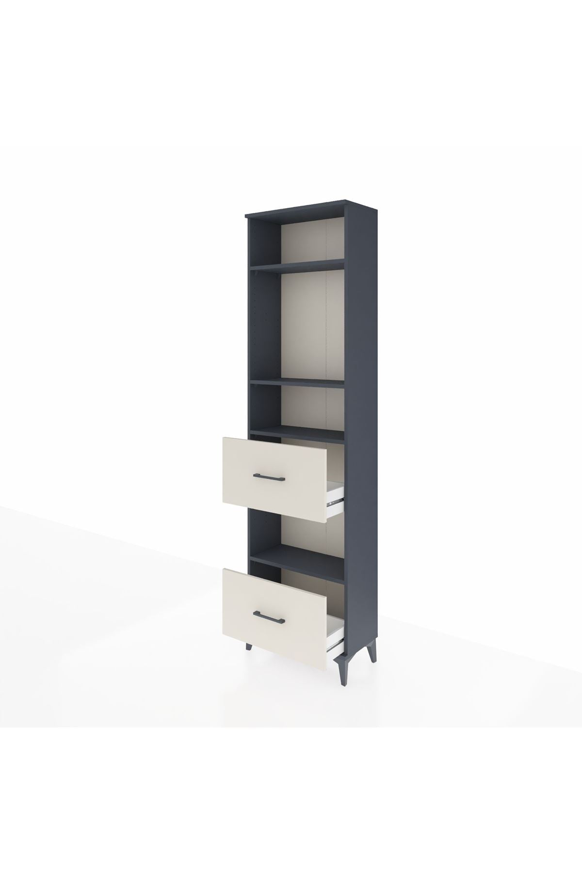 Arges Dolap 4 Raflı 2 Çekmeceli 60x30x221 Antrasit-Aytaşı