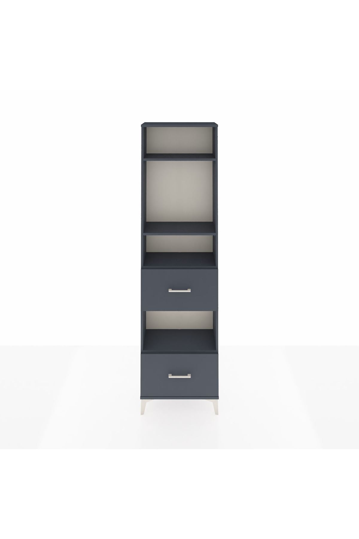 Arges Dolap 4 Raflı 2 Çekmeceli 60x30x221 Antrasit-Antrasit