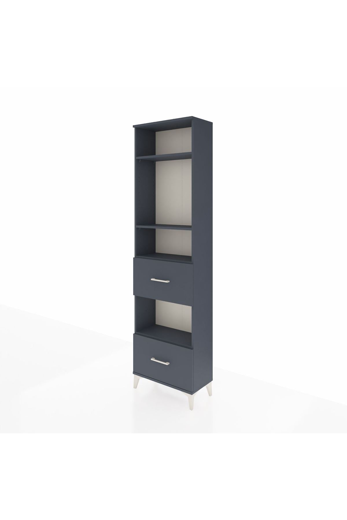 Arges Dolap 4 Raflı 2 Çekmeceli 60x30x221 Antrasit-Antrasit