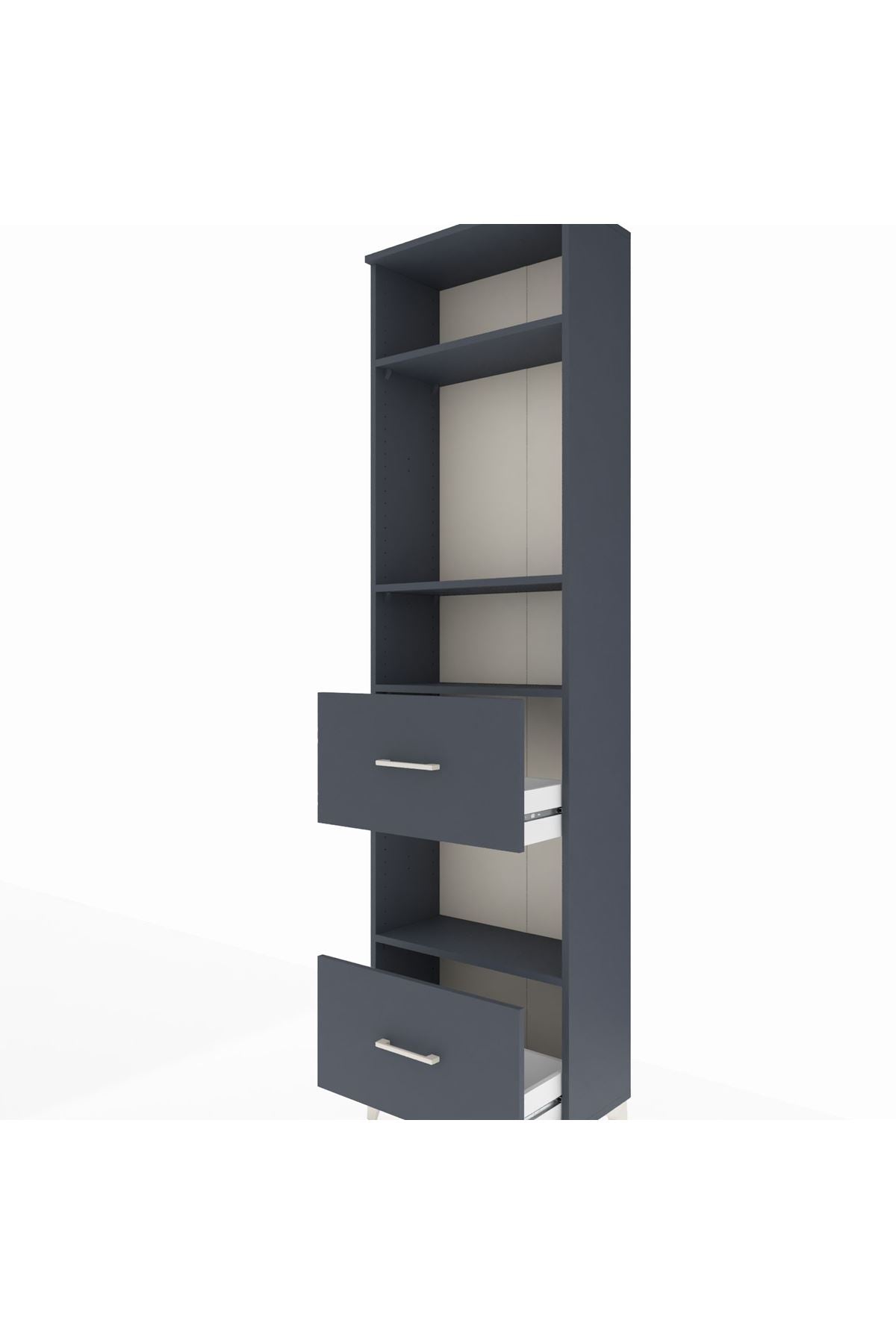 Arges Dolap 4 Raflı 2 Çekmeceli 60x30x221 Antrasit-Antrasit